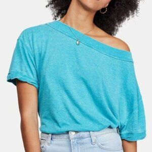 Free People Viola Oversized Tee Shirt Aqua Women's Size Medium New with tags Smo